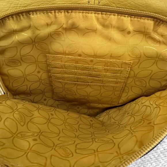 Fossil Hanover Leather Pebbled Crossbody Bag Butter Yellow Zipper Bag Purse Y2K - Picture 5 of 16